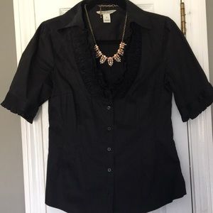 White House black market black button down blouse